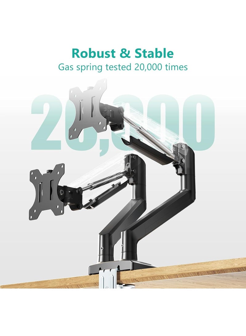 NNEWVANTE Dual Monitor Mount, Adjustable Gas Spring Monitor Desk Stand for 2 Monitors, Heavy Duty Monitor Arm up to 32 Inch Screen, Hold up to MAX 22lbs, Max Mounting Holes 100x100mm (Black2) - Image 5