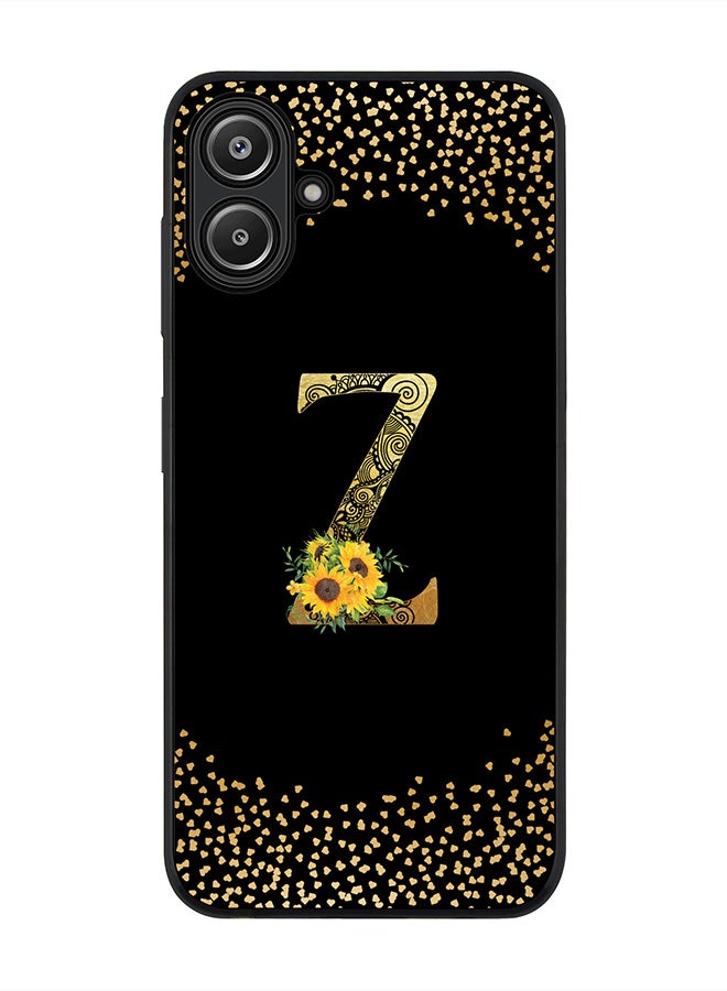 Stylizedd For Samsung Galaxy A06 Case,Slim fit Camera Protection, Shockproof Thin Phone cover - Custom Floral Monogram - Z ( Black ) - Image 1