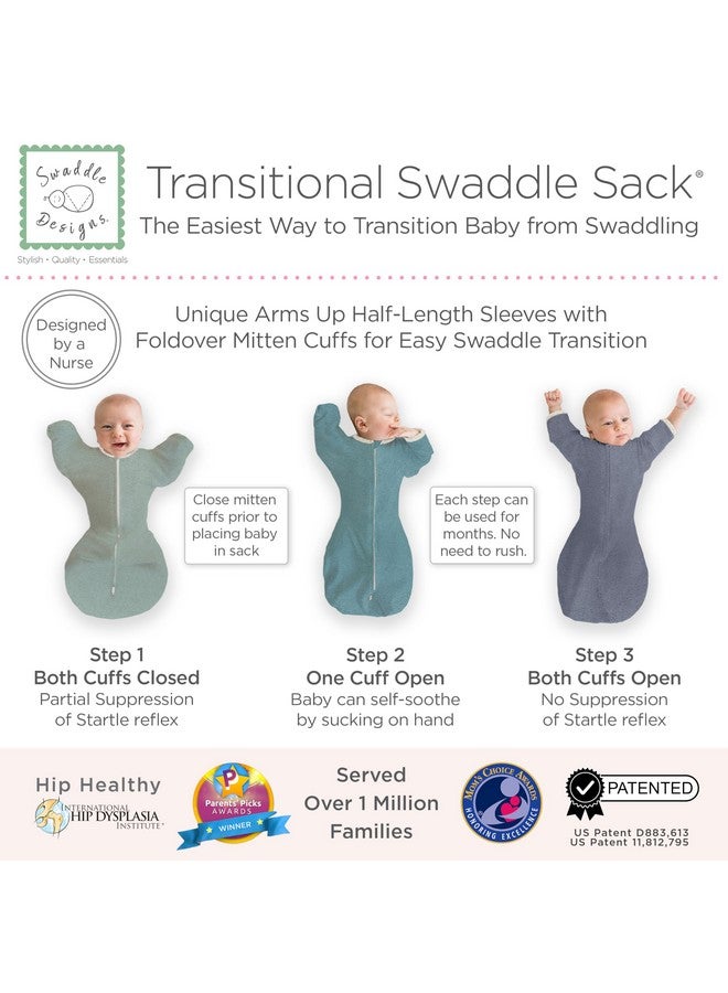 SwaddleDesigns Transitional Swaddle Sack, Arms Up Half-Length Sleeves & Mitten Cuffs, Swaddle for Newborn Transition to Baby Sleep Sack Wearable Blanket, 3-6 mo, 14-21 lb, Watercolor Mountains & Trees - Image 3