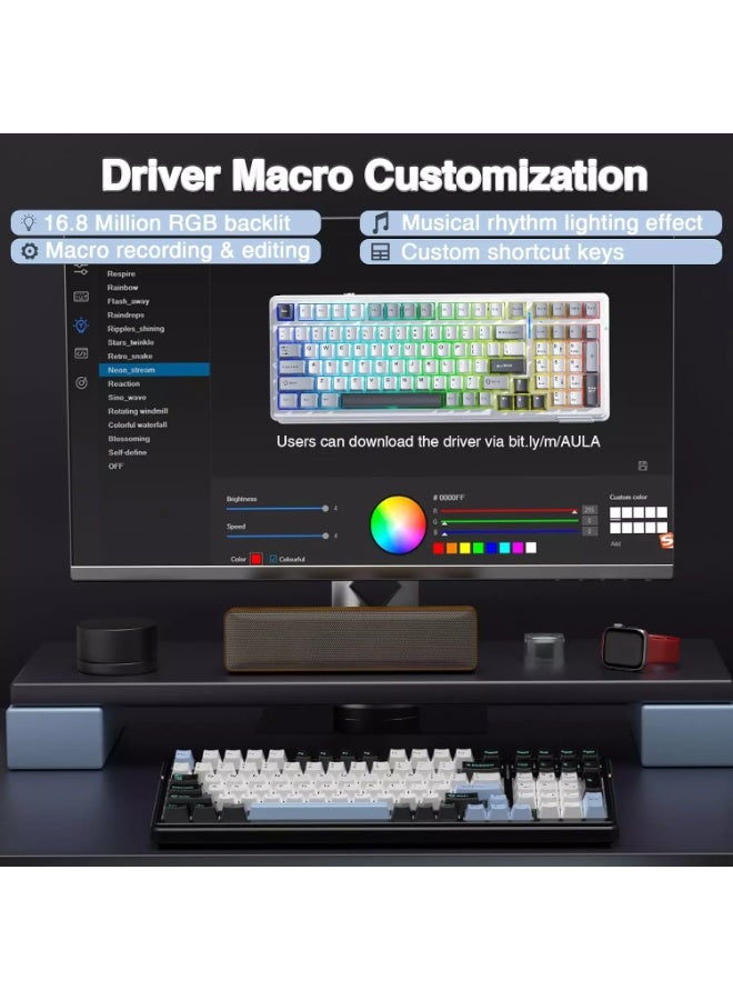 أولا لوحة مفاتيح ميكانيكية لاسلكية F99، لوحة مفاتيح قابلة للتخصيص بثلاثة أوضاع BT5.0/2.4 جيجاهرتز/USB-C قابلة للتبديل السريع، مفاتيح خطية مشحمة مسبقًا، لوحات مفاتيح ألعاب بإضاءة خلفية RGB لأجهزة الكمبيوتر/الأجهزة اللوحية/إكس بوكس/بلاي ستيشن 4/بلاي ستيشن 5 - Image 5