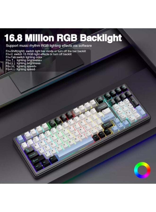 أولا لوحة مفاتيح ميكانيكية لاسلكية F99، لوحة مفاتيح قابلة للتخصيص بثلاثة أوضاع BT5.0/2.4 جيجاهرتز/USB-C قابلة للتبديل السريع، مفاتيح خطية مشحمة مسبقًا، لوحات مفاتيح ألعاب بإضاءة خلفية RGB لأجهزة الكمبيوتر/الأجهزة اللوحية/إكس بوكس/بلاي ستيشن 4/بلاي ستيشن 5 - Image 4
