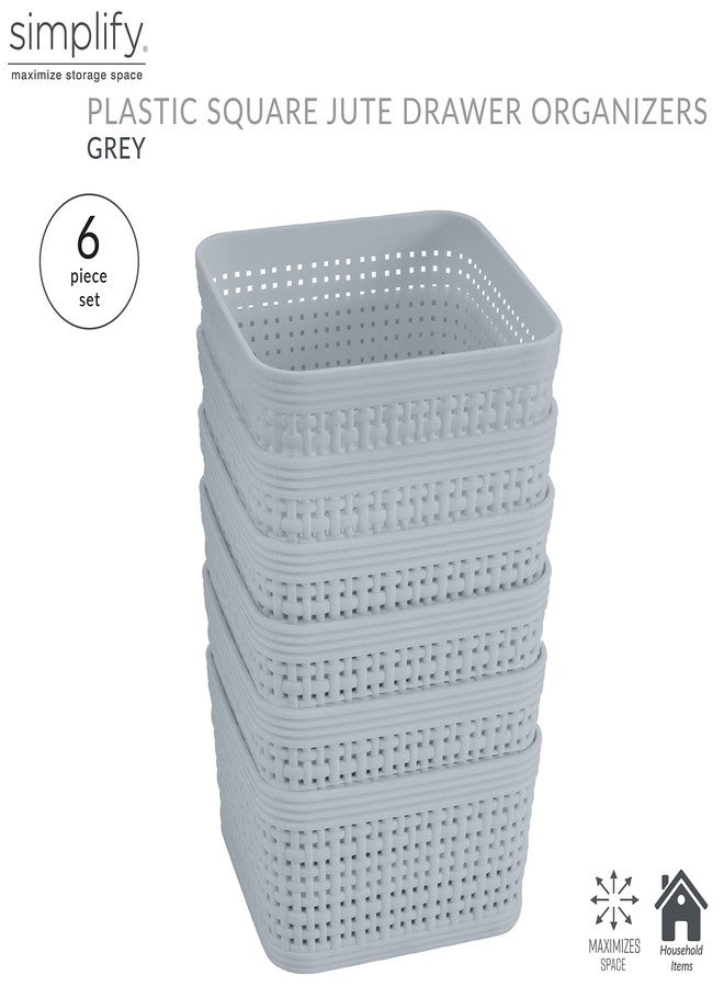 Simplify 6 Pack Organizing Set | Square Bins | Multipurpose | Office | Desk | Dorm | Bathroom | Storage Basket | Small Items | Accessories | Grey - Image 2
