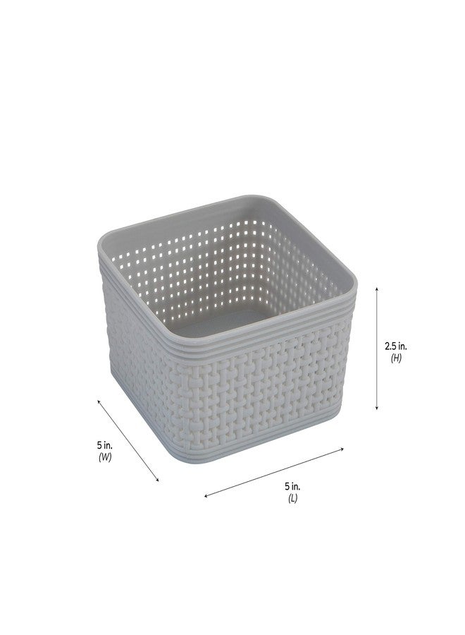 Simplify 6 Pack Organizing Set | Square Bins | Multipurpose | Office | Desk | Dorm | Bathroom | Storage Basket | Small Items | Accessories | Grey - Image 5