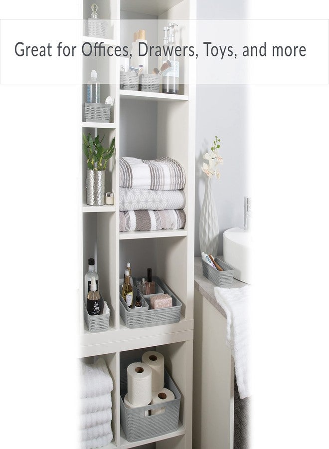 Simplify 6 Pack Organizing Set | Square Bins | Multipurpose | Office | Desk | Dorm | Bathroom | Storage Basket | Small Items | Accessories | Grey - Image 3