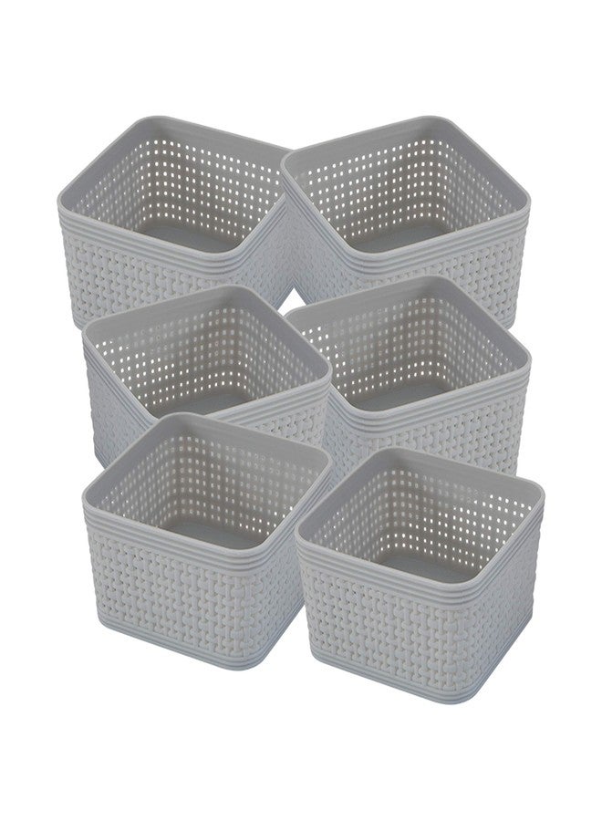 Simplify 6 Pack Organizing Set | Square Bins | Multipurpose | Office | Desk | Dorm | Bathroom | Storage Basket | Small Items | Accessories | Grey - Image 1
