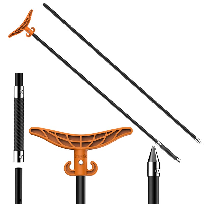 itayak 8.63' Shallow Water Anchor Pole with T-Handle, 2 Piece High Strength Fiberglass Reinforced Polyamide66, for Fishing Kayak, Orange (Gloves Included) (8.63 ft) - Image 1