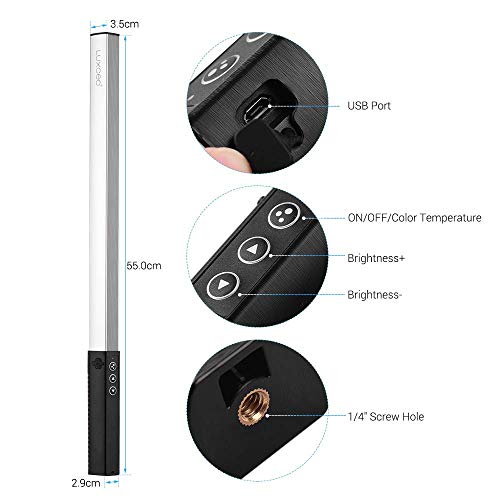 LUXCEO RGB LED Photography Lighting Portable Wand Handheld LED Video Light 1000 Lumens CRI 95+ USB Rechargeable with Remote Control, Carry Bag, Adjustable Color Temperature 3000K-6000K and 36 Colors - Image 4