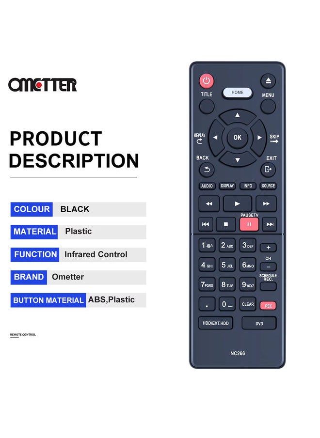 NC266UH NC266 Remote Control Applicable for Magnavox HD DVR DVD Recorder MDR868H/F7 MDR865H/F7 MDR867H/F7 MDR515H/F7
