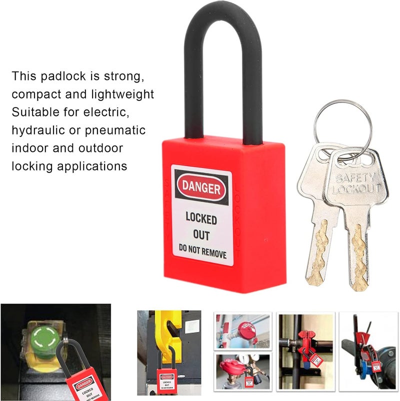 klarako Lockout Lock, 38mm Lock Out Tag Out Padlocks Setfor Lock Out Tag Out Stations, Safety Padlocks Set with 2 Keys Per Lock, 5 Sets(red) - Image 2