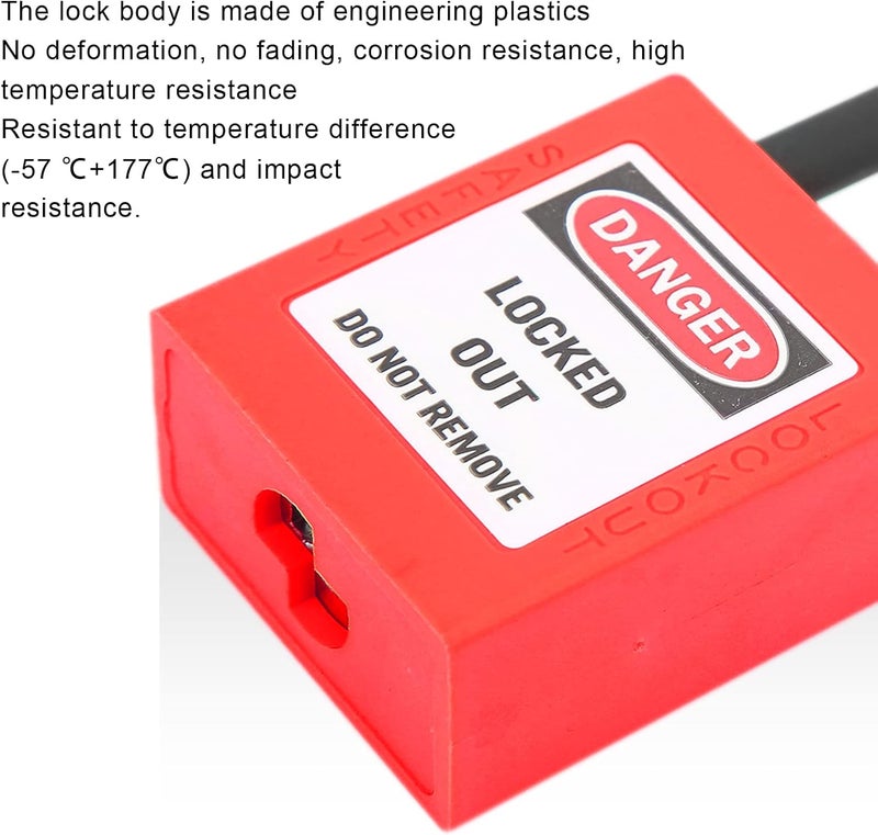 klarako Lockout Lock, 38mm Lock Out Tag Out Padlocks Setfor Lock Out Tag Out Stations, Safety Padlocks Set with 2 Keys Per Lock, 5 Sets(red) - Image 4