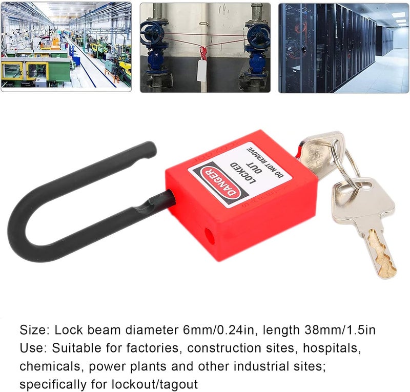 klarako Lockout Lock, 38mm Lock Out Tag Out Padlocks Setfor Lock Out Tag Out Stations, Safety Padlocks Set with 2 Keys Per Lock, 5 Sets(red) - Image 3