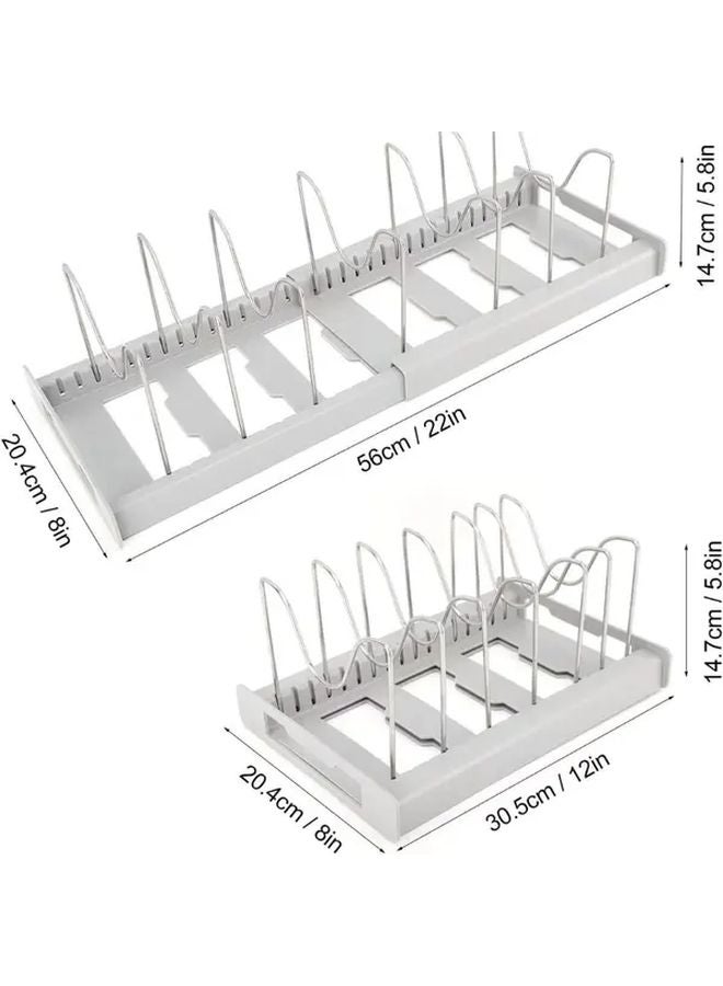 White Expandable Pot Lid Holder Rack Adjustable Under Cabinet Organizer With Pull Out Shelves - Image 4