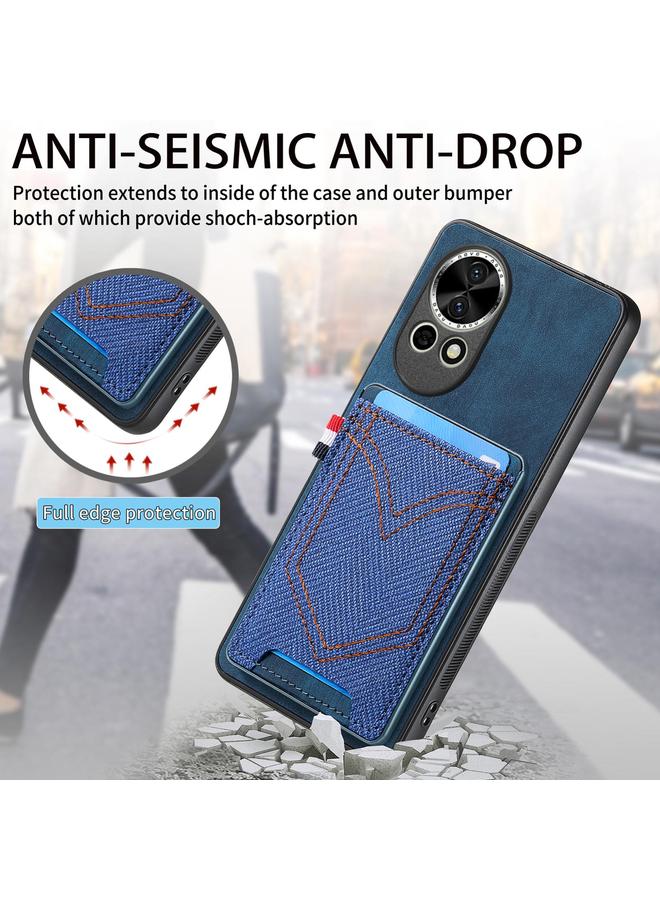 زبون جراب لهاتف Huawei nova 13 مصنوع من جلد الدنيم مع فتحة للبطاقات - Image 5