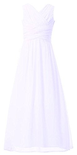 Happy Rose Flower Girl's Dress Party Dresses Juniors Long Bridesmaid Dress White 10 - Image 1