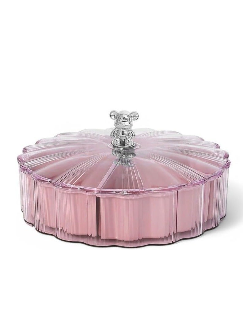 Flower Design Elegant Tasley Serving Box with 5 Compartments Perfect for Serving Nuts, Desserts and Tasalians on Various Occasions, Adds a High-End Touch to Your Hospitality (Pink)