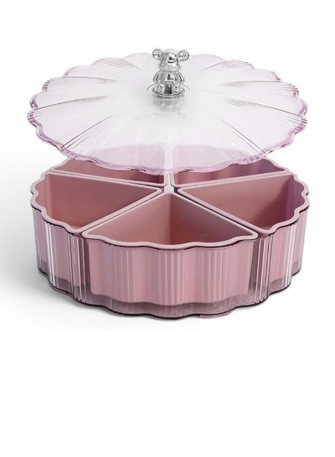 Flower Design Elegant Tasley Serving Box with 5 Compartments Perfect for Serving Nuts, Desserts and Tasalians on Various Occasions, Adds a High-End Touch to Your Hospitality (Pink)