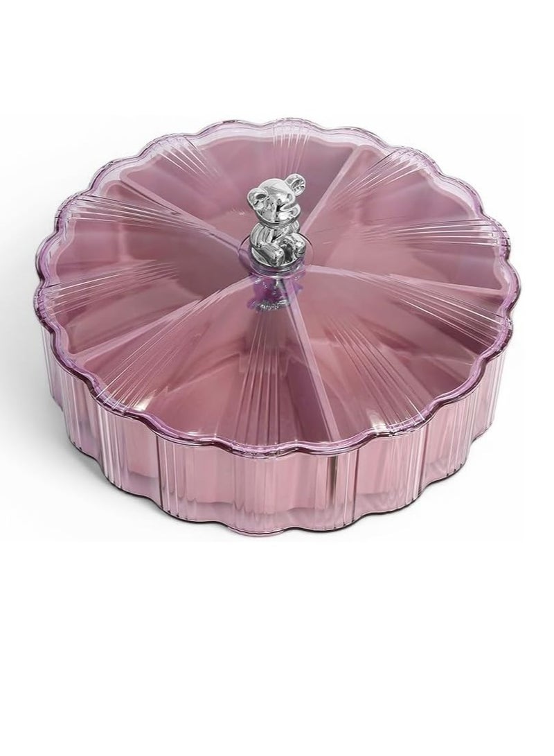 Flower Design Elegant Tasley Serving Box with 5 Compartments Perfect for Serving Nuts, Desserts and Tasalians on Various Occasions, Adds a High-End Touch to Your Hospitality (Pink)