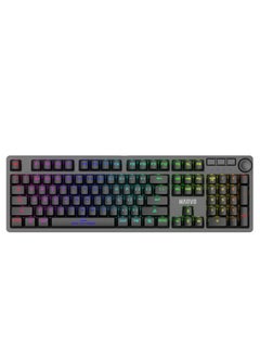 Professional Blue Switch Mechanical Gaming Keyboard, Rainbow Backlight, Volume Knob, Double-Shot Keycaps, USB Type-C, Anti-Ghosting, 21 Lighting Modes, Full Size, Ergonomic Design