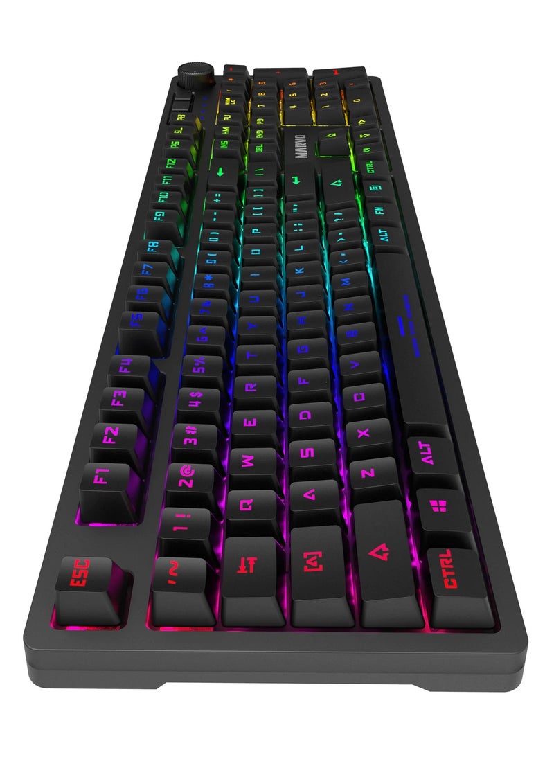 MARVO - Professional Blue Switch Mechanical Gaming Keyboard, Rainbow Backlight, Volume Knob, Double-Shot Keycaps, USB Type-C, Anti-Ghosting, 21 Lighting Modes, Full Size, Ergonomic Design - Image 1