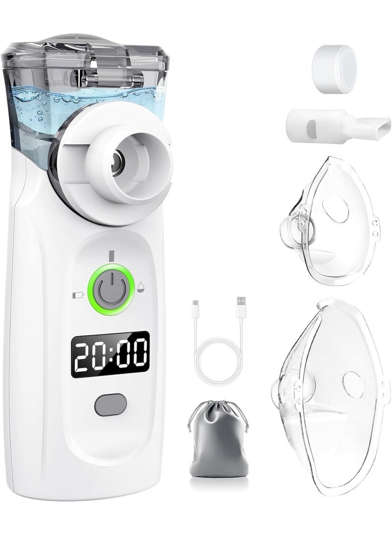 Portable Nebulizer Inhaler Set - USB Rechargeable with Timer & Display - Complete Masks & Mouthpiece for Children & Adults - Image 1