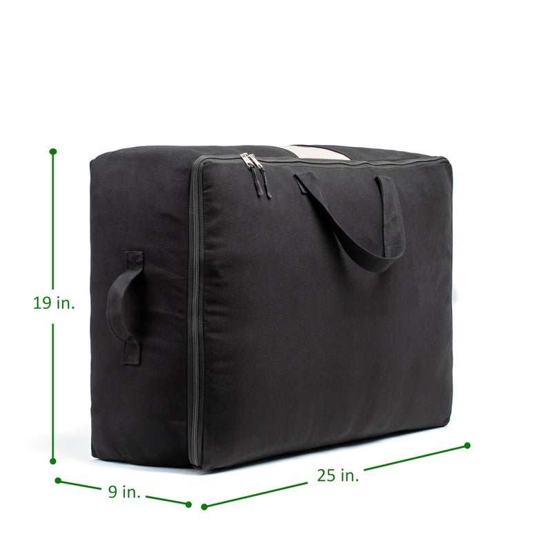 VeraMia Soft Canvas Storage Bags with Zipper. Thick Breathable, 2pc King/Queen Comforter Organizer. Four Carrying Handles and Window. Large 25x19x9in Bag for Sheets Blankets Bedding Pillows, Clothes (Black) - Image 3