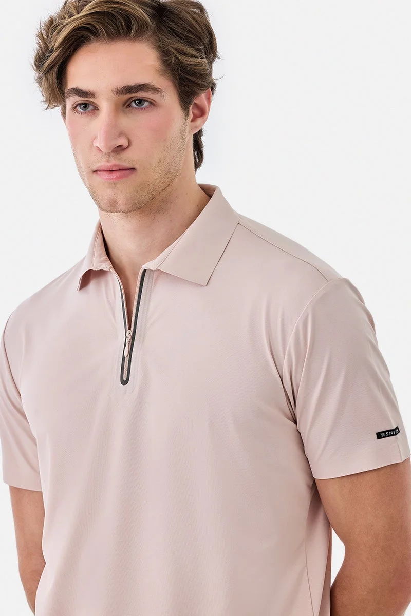 سنيتش Pastel Pink Solid Half Sleeve Regular Fit T-Shirt