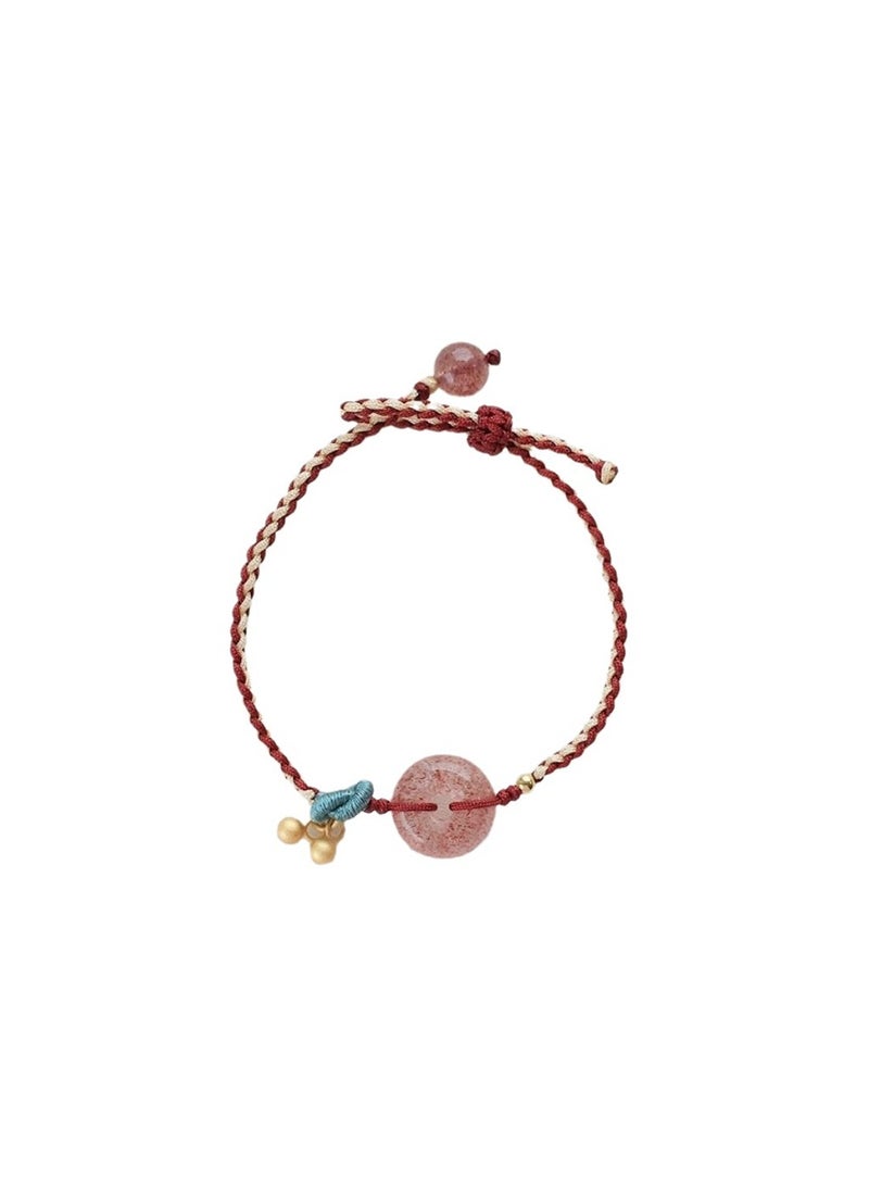 Genérico - Strawberry Crystal Braided Red Rope Bracelet - Image 1