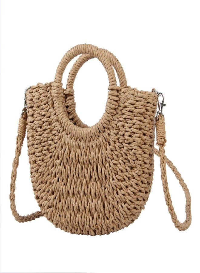 KUANG! Women Straw Beach Tote Handbag Hobo Bag Round Handle Summer Handwoven Bags Small Purse with Strap - Image 1