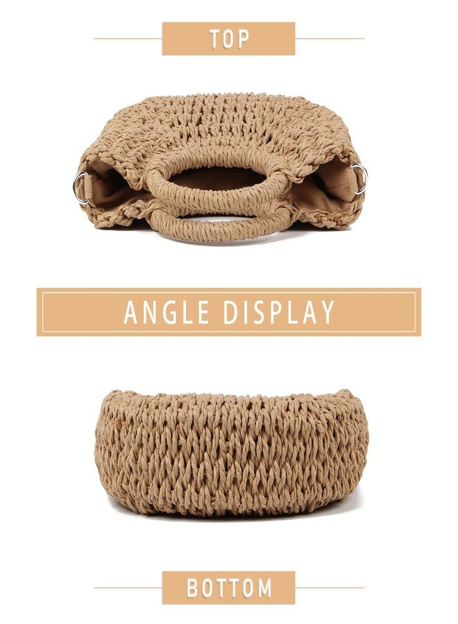 KUANG! Women Straw Beach Tote Handbag Hobo Bag Round Handle Summer Handwoven Bags Small Purse with Strap - Image 4