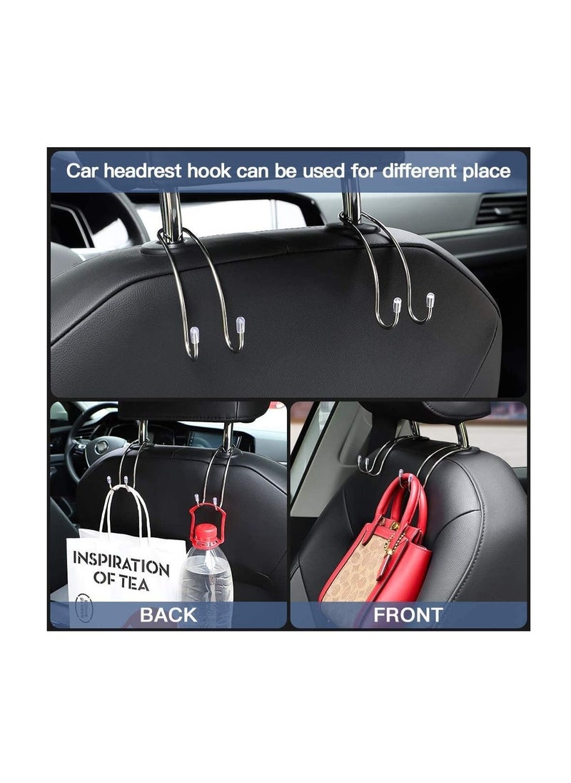 Excefore - Car Seat Hooks, 4 Pack Car Back Seat Headrest Hanger Holder Hooks for Purse, Grocery Bag, Hat, Cloth, Coat, Stainless Car Seat Accessory, Universal Vehicle Trunk Storage Organizer, Heavy Duty Hook - Image 1