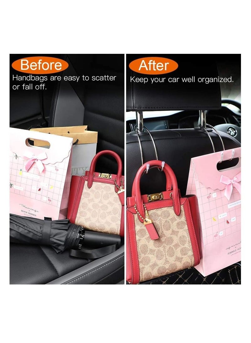 Excefore - Car Seat Hooks, 4 Pack Car Back Seat Headrest Hanger Holder Hooks for Purse, Grocery Bag, Hat, Cloth, Coat, Stainless Car Seat Accessory, Universal Vehicle Trunk Storage Organizer, Heavy Duty Hook - Image 1