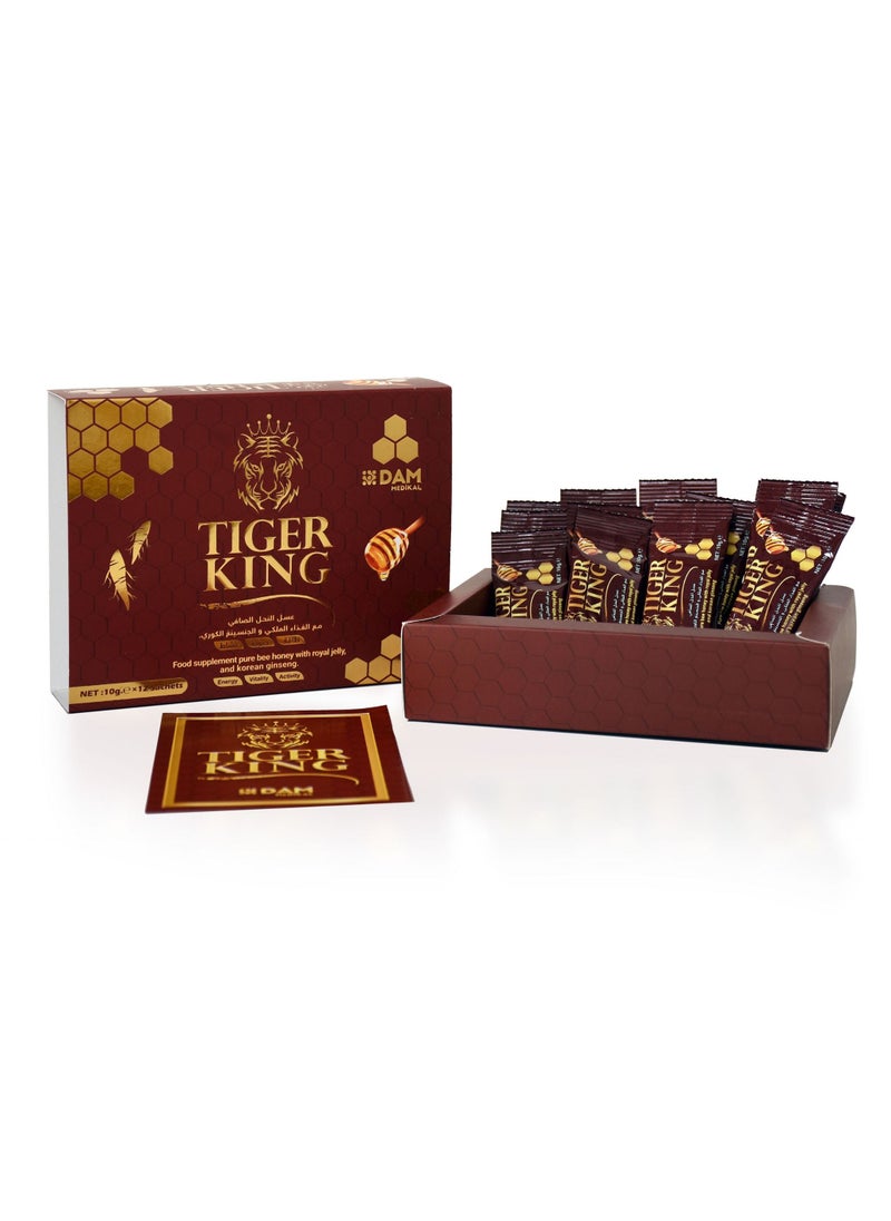 DAM MEDIKAL Tiger King Honey With Royal Jelly And Korean Ginseng 12 Sachets  - Image 1
