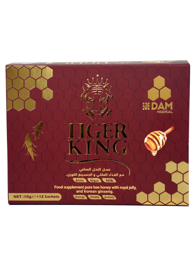 DAM MEDIKAL Tiger King Honey With Royal Jelly And Korean Ginseng 12 Sachets  - Image 2