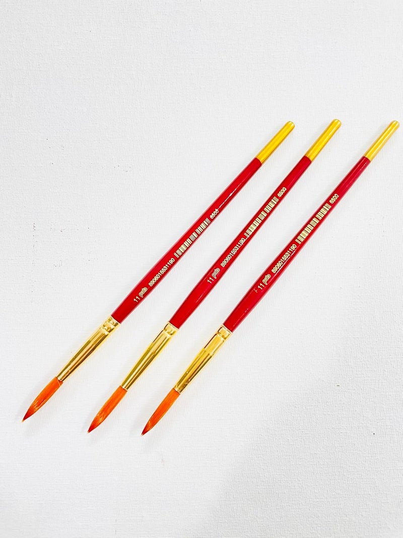 POLO Synthetic Hair Round Brushes 11 | Pack of 3 | Premium Fine Detail Paintbrushes for Miniature, Acrylic & Watercolor Painting | Soft Bristles for Smooth & Precise Strokes - Image 2