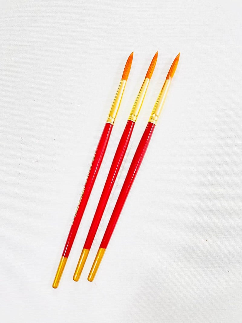 POLO Synthetic Hair Round Brushes 11 | Pack of 3 | Premium Fine Detail Paintbrushes for Miniature, Acrylic & Watercolor Painting | Soft Bristles for Smooth & Precise Strokes - Image 1