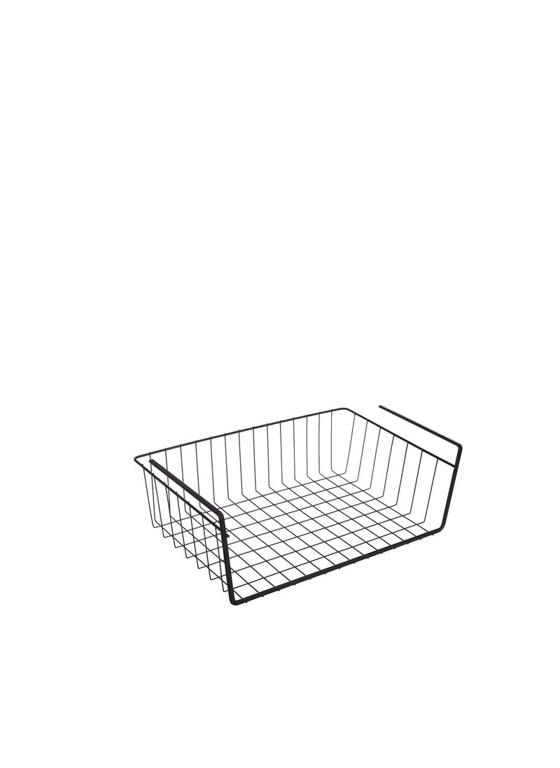 MARKQ Hanging Under Shelf Storage Basket, Small Wire Basket Space Saving Organizer for Kitchen Office Bathroom Cupboard Pantry Cabinet Bookshelf, Black  - Image 1