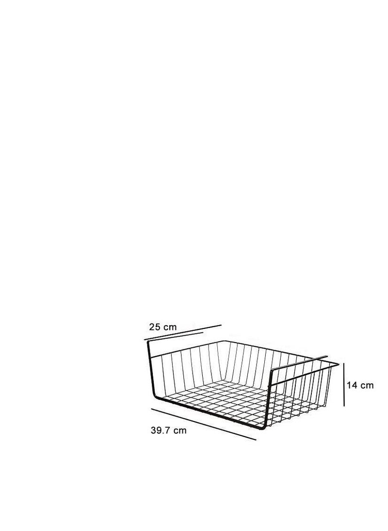 MARKQ Hanging Under Shelf Storage Basket, Small Wire Basket Space Saving Organizer for Kitchen Office Bathroom Cupboard Pantry Cabinet Bookshelf, Black  - Image 2