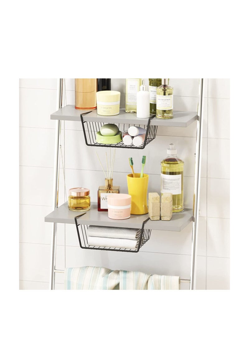 MARKQ Hanging Under Shelf Storage Basket, Small Wire Basket Space Saving Organizer for Kitchen Office Bathroom Cupboard Pantry Cabinet Bookshelf, Black  - Image 5