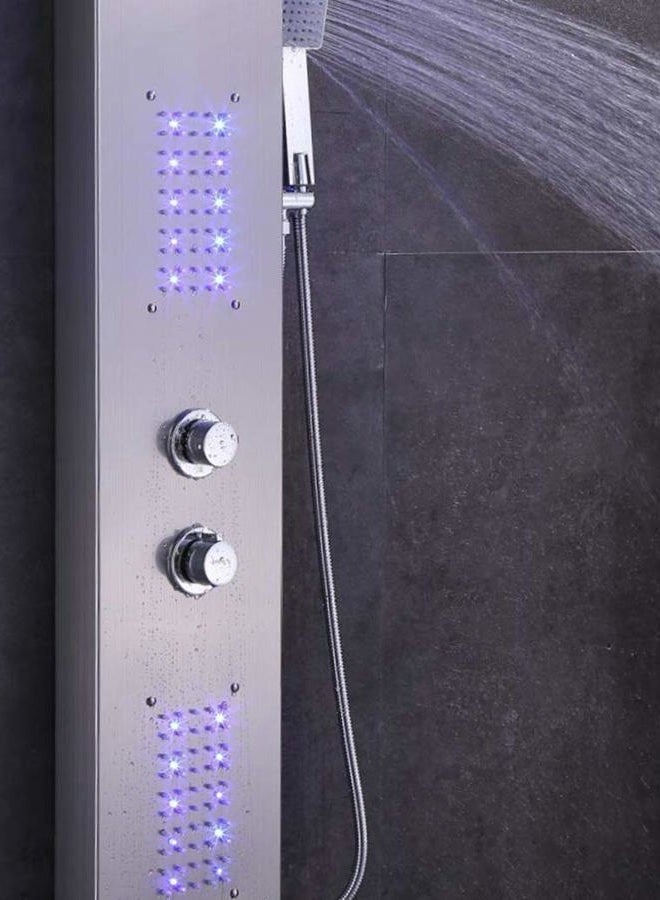 ELLO&ALLO LED Rainfall Waterfall Shower Head Rain Massage System with LED Body Jets, Stainless Steel Bathroom Shower Panel Tower System, Brushed Nickel - Image 2