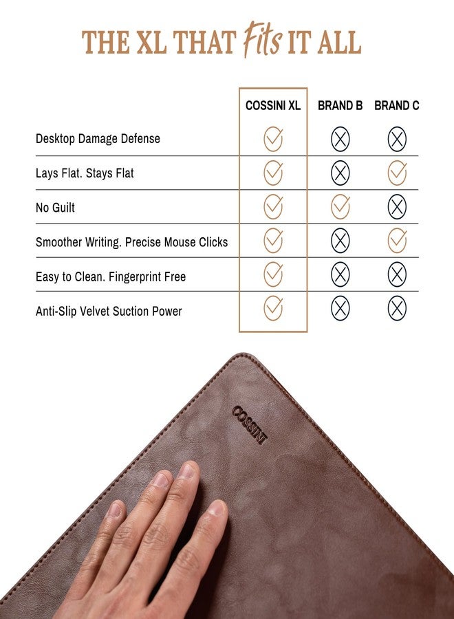 Cossini XL Desk Pad - Large Vegan Leather Desk Mat (17 x 36) - Buttery Smooth Writing, Damage Blocking, Non-Slip, Waterproof - Home Office Computer Desk Protector Blotter Laptop Keyboard Mouse Pad - Image 5