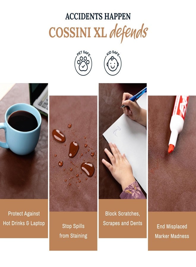 Cossini XL Desk Pad - Large Vegan Leather Desk Mat (17 x 36) - Buttery Smooth Writing, Damage Blocking, Non-Slip, Waterproof - Home Office Computer Desk Protector Blotter Laptop Keyboard Mouse Pad - Image 4