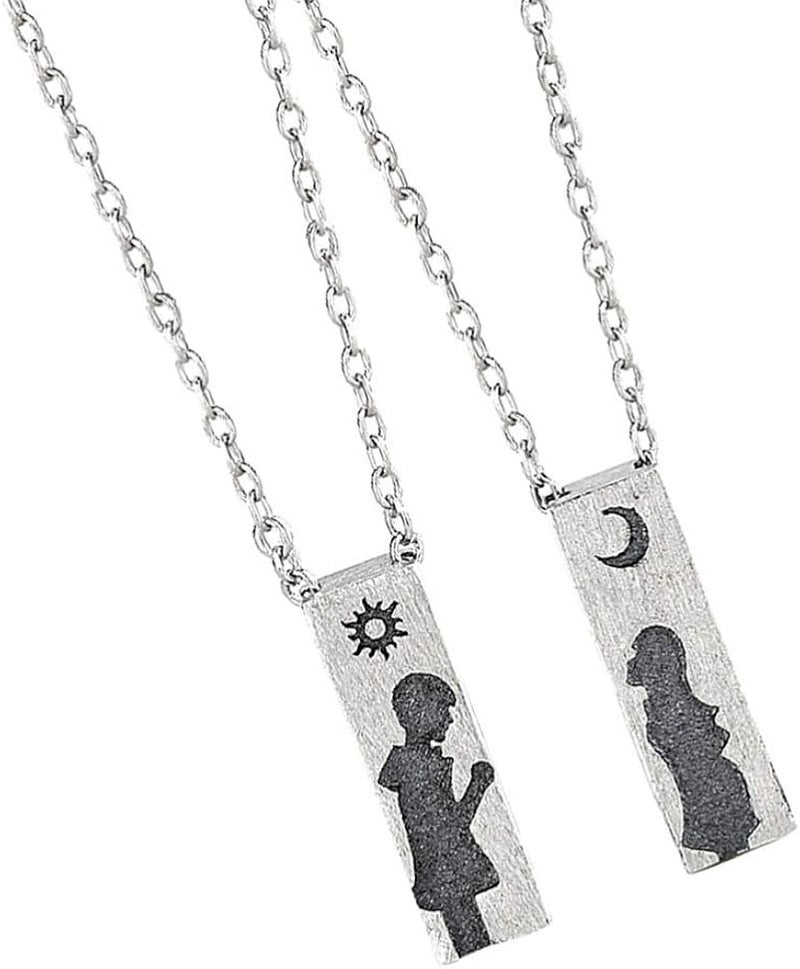 comfrt Bar Necklace 2pcs His And Hers Couple Necklace Couple Pair Matching Necklace Girl And Boy Moon And Sun Necklace Couple Puzzle Necklace Necklace Neck Accessories (silver) Couple Choker - Image 1