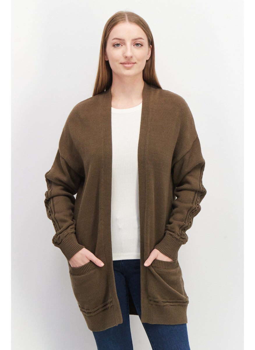 Women Split Neck Long Sleeve Textured Cardigans, Olive - pzsku/Z80122BF97CF08D4B4E2AZ/45/_/1726669251/f66a5b72-0f43-489a-af7f-cbaaa91b848e