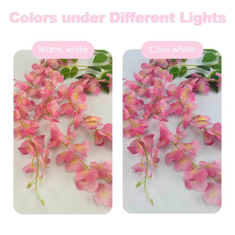 BIRDDIE 48 Pcs of Artificial Wisteria Hanging Flowers, 3.75 Feet Fake Wisteria Flower Strings for Backdrop, Wedding, Ceremony,Garden and Home Wall Decoration (Pink) - Image 4