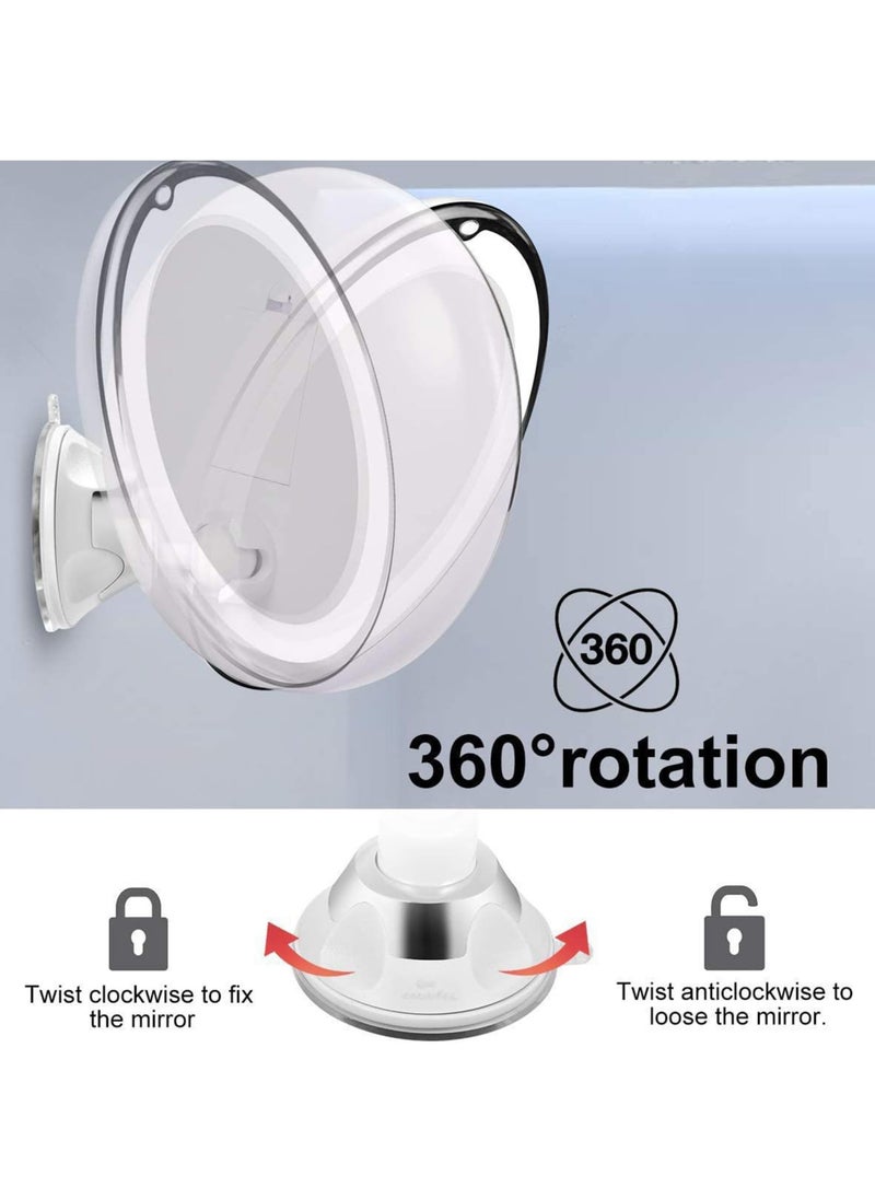 مرآة مكياج مكبرة، شفط بقفل 10 مرات مع ضوء LED، قابلة للحمل، دوران 360 درجة، للسفر المنزلي