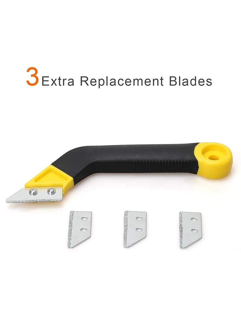 Grout Remover Knife Tile Grout Saw Angled Grout Scraping Rake Tool with 3 Pieces Extra Blades Replacement for Tile Cleaning Grout Remover Knife - Image 4