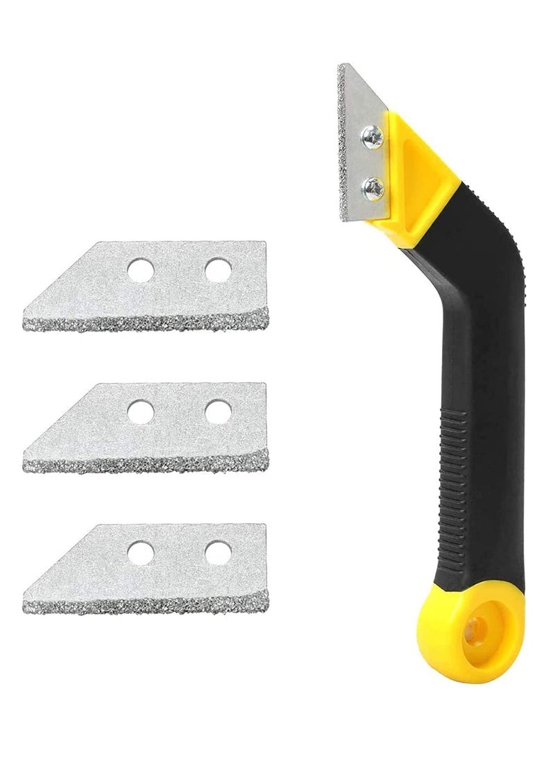 Grout Remover Knife Tile Grout Saw Angled Grout Scraping Rake Tool with 3 Pieces Extra Blades Replacement for Tile Cleaning Grout Remover Knife - Image 1