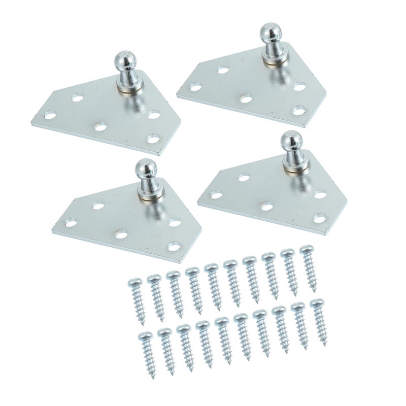 REPAIROCK Car Auto Gas Spring End Fitting Connector Mounting Bracket 10mm Ball Stud Bracket with 20 Screws Silver Tone Set of 4 Auto Replacement Parts