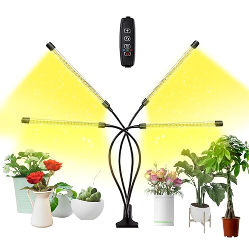 bseah Plant Lights for Indoor Plants, Grow Lights for Seed Starting ON & Off Full Spectrum LED with Timer 4 Tubes - Image 1