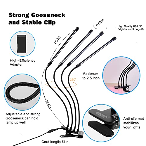bseah Plant Lights for Indoor Plants, Grow Lights for Seed Starting ON & Off Full Spectrum LED with Timer 4 Tubes - Image 5